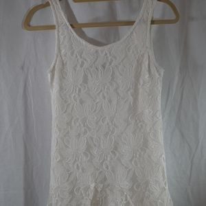 Paper Heart White Mini Dress Lace Sleeveless